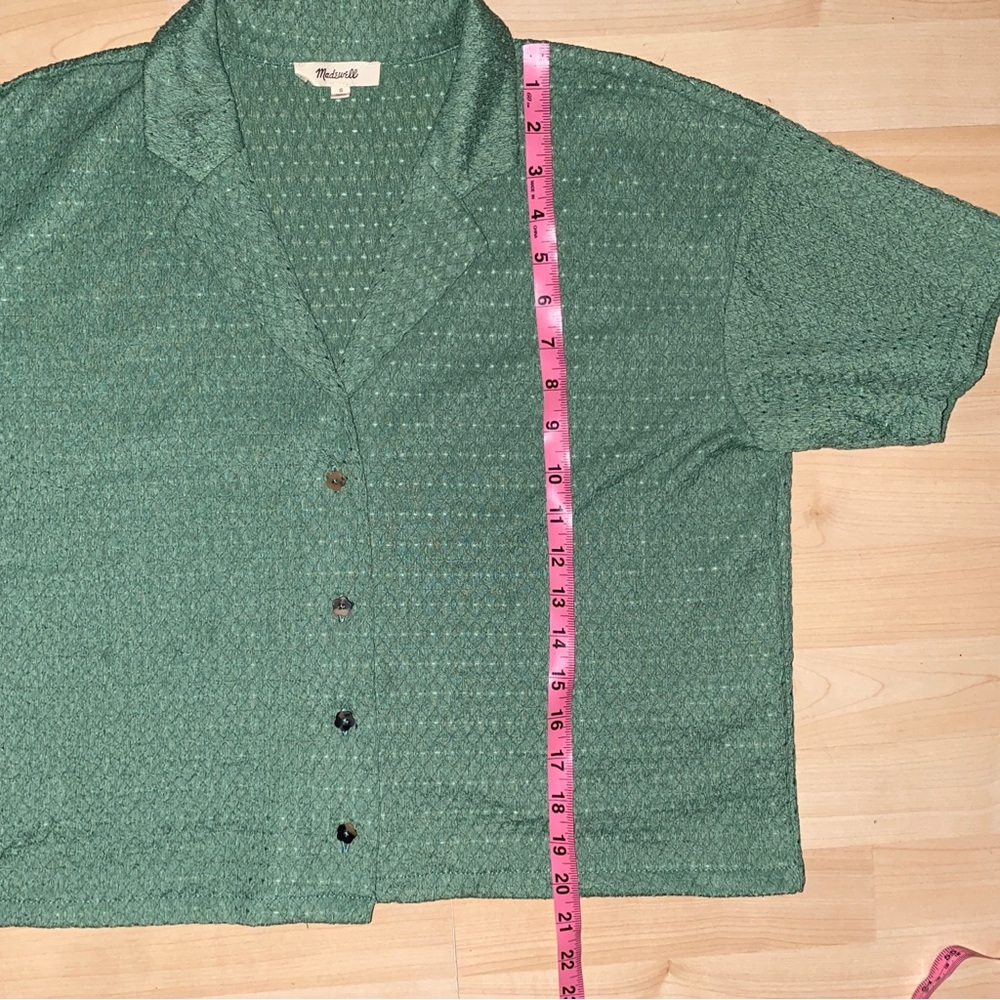 Madewell Utility Button-Up Shirt Women’s Small Cropped Olive Green Boxy Blouse - Picture 5 of 6